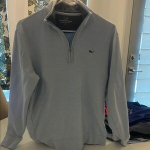 Vineyard Vines Men's Sky Blue Pima Cotton Quarter Zip